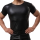 Wet-look T-shirt Black M007 Pánske tričko Luxury
