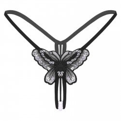 Butterfly Lyricist Black Otvorené mini nohavičky
