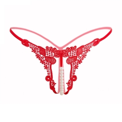 TINK Tatoo Lace Pearl G-String Red Otvorené nohavičky