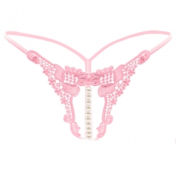TINK Tatoo Lace Pearl G-String Pink Otvorené nohavičky