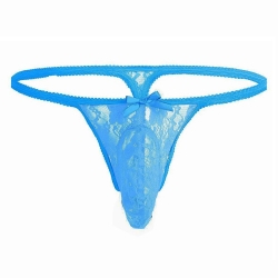 Lace Men Mini Panties Blue pánske čipkované tangá