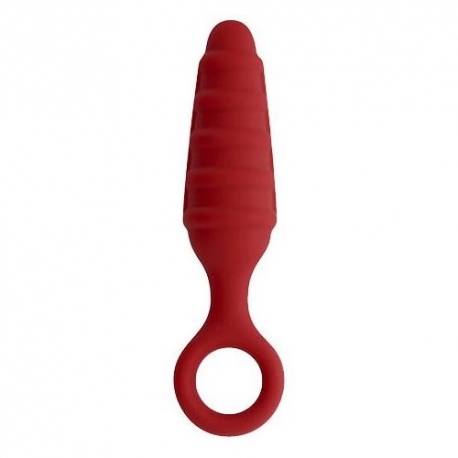 Análny silikónový kolík Ribbed Torpedo Red
