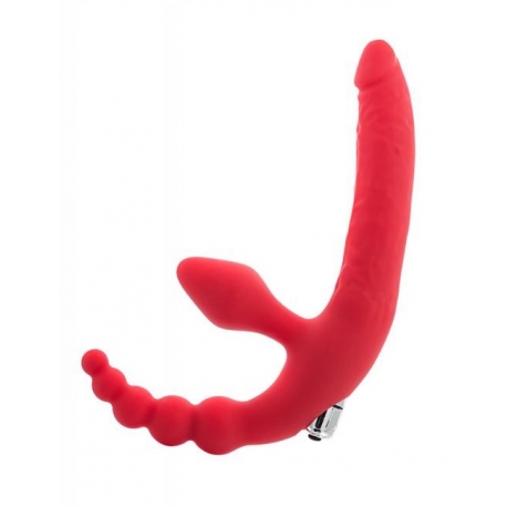 Obojstranný pripínatelný penis Strapless Strap On Red