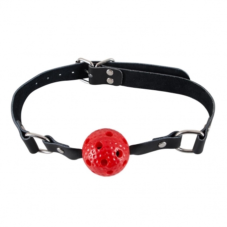 Mlčadlo Leather Black & Red Ball Gag