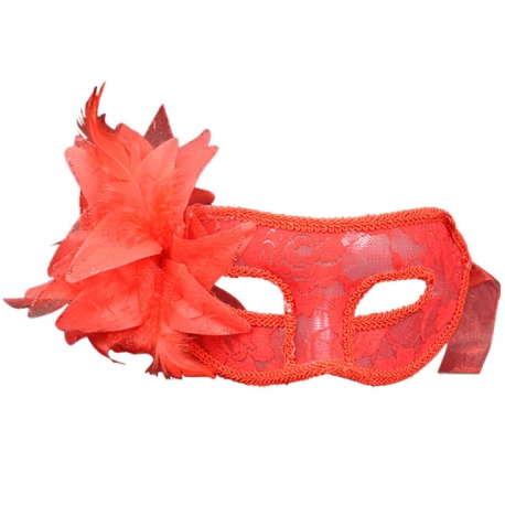 Červená škraboška Masquerade Venetian Lace Mask Red